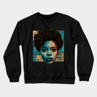 Black Women Power, African American Brown Girl Crewneck Sweatshirt